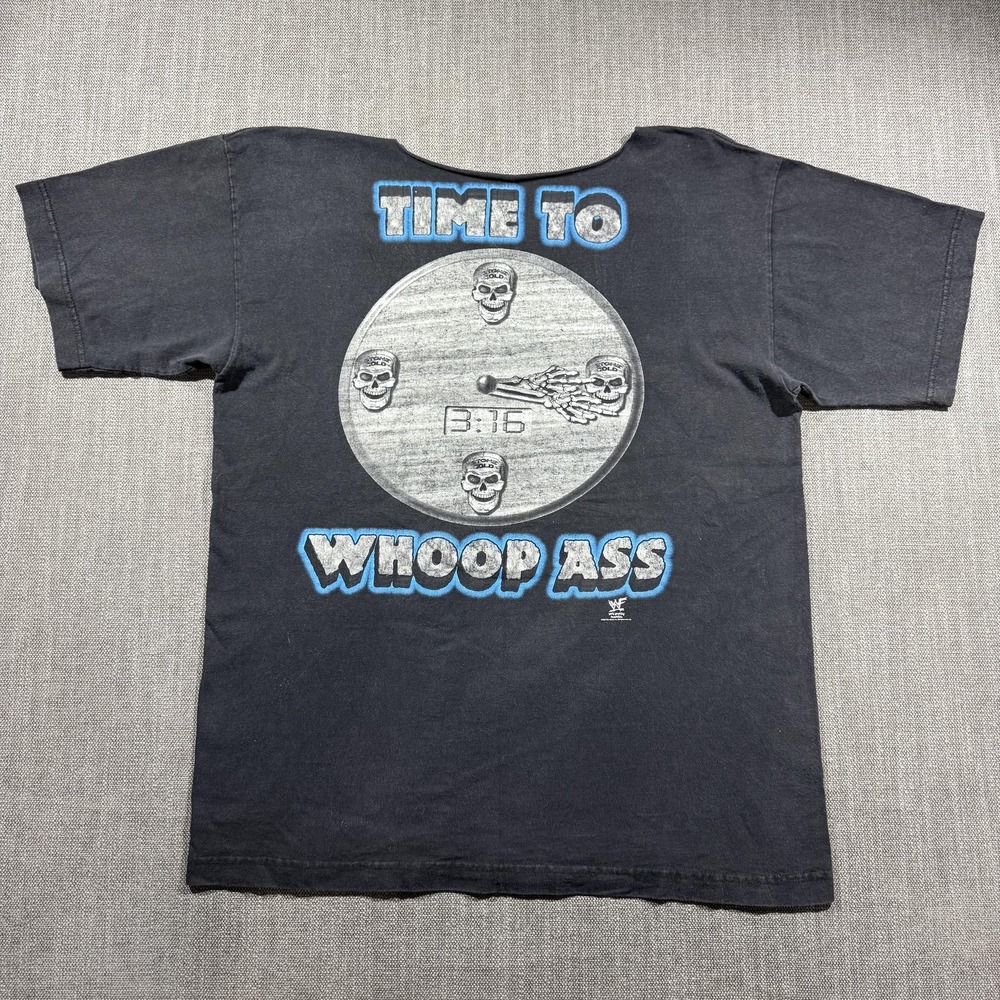 Vintage WWF Shirt Mens Large Black Stone Cold Steve Austin 3:16 Whoop Ass 1998